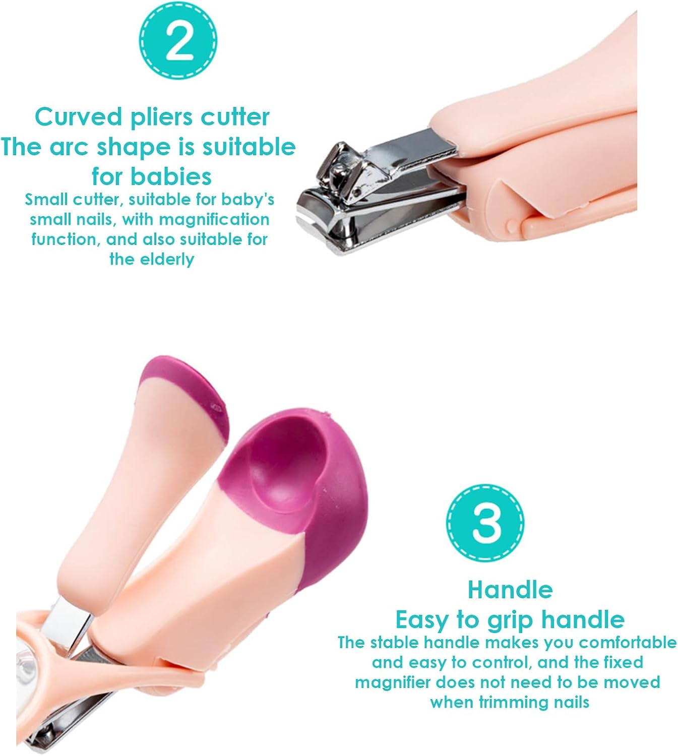 Nail Cutter with Magnifier | Baby Nail Trimmer Fingernail Clippers,Stainless Steel Precise Fingernail Toenail Cutter Tool for Family Friends Boys Girls Children - Green image number 4