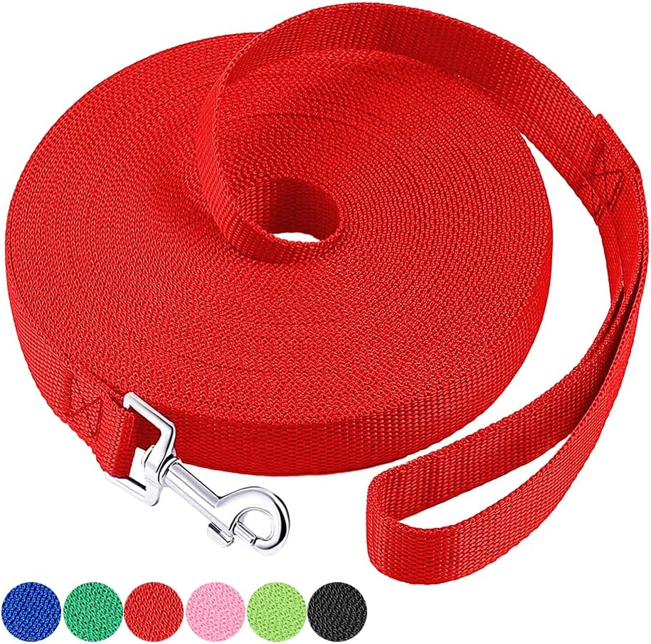 Dog/Puppy Obedience Recall Training Agility Lead 4Ft 5Ft 6Ft 10Ft 15Ft 20Ft 30Ft 50Ft Long Nylon Training Dog Leash for Small Medium Large Dogs
