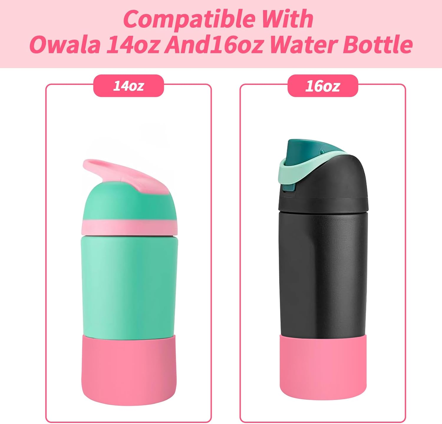Craybg Silicone Boot Compatible with Owala Kids Water Bottle 16OZ 14OZ, Boot for Owala, Tall Anti-Slip Bottom Protective for Owala Accessories (Pink) image number 2