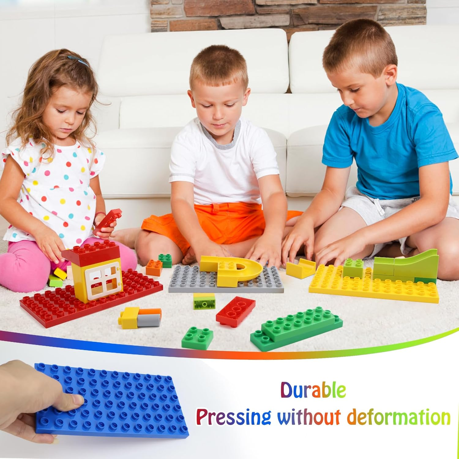 UVVRUR Building Blocks, Pack of 12, 19 X 9.5 Cm, Compatible with Large Building Blocks (12 Pieces, 6 Colours) image number 6
