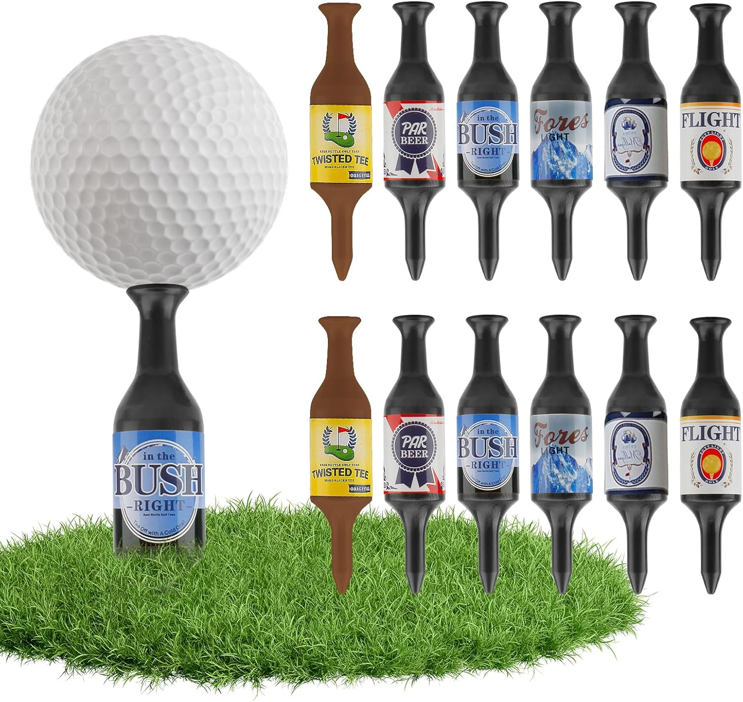 Powerful 12Pack Golf Tees,Funny Golf Tees 3.5Inch Beer Bottle Shaped Reusable Short Plastic Golf Accessories Ideal Joke Father'S Day Man and Woman Golfers Enthusiast image number 3