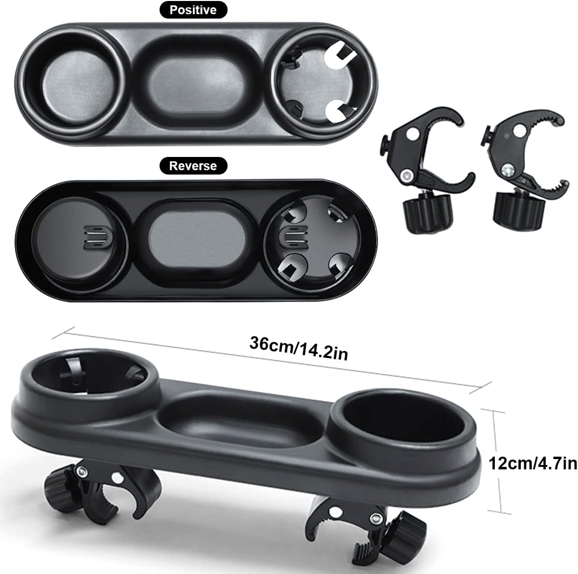 Universal Stroller Snack Tray with Cup Holder, Upgraded Removable Non-Slip Grip Clip for Bar, Large Capacity