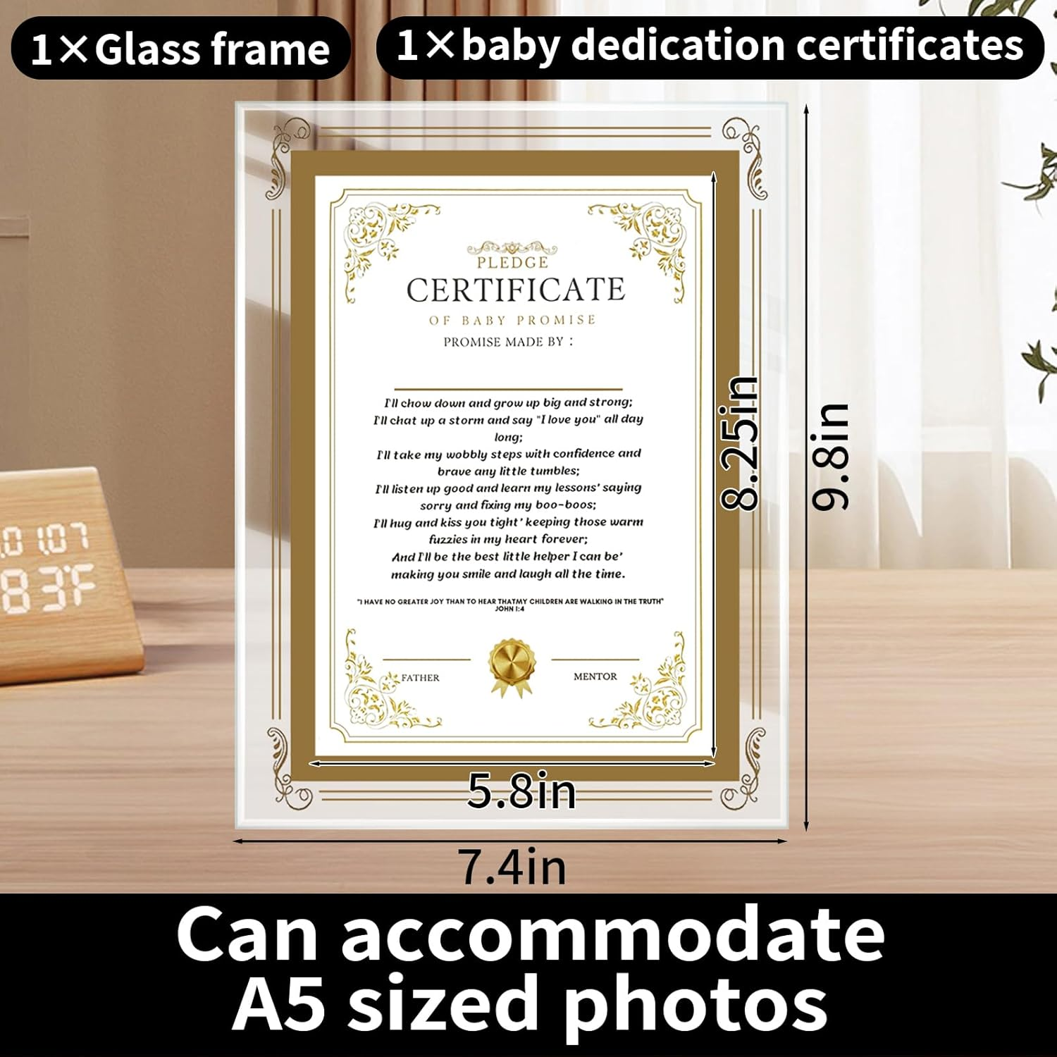 New Parents Gifts, First Time Parents Gifts, Baby Keepsake - Including Baby Commitment, Certificate and Glass Photo Frame image number 2