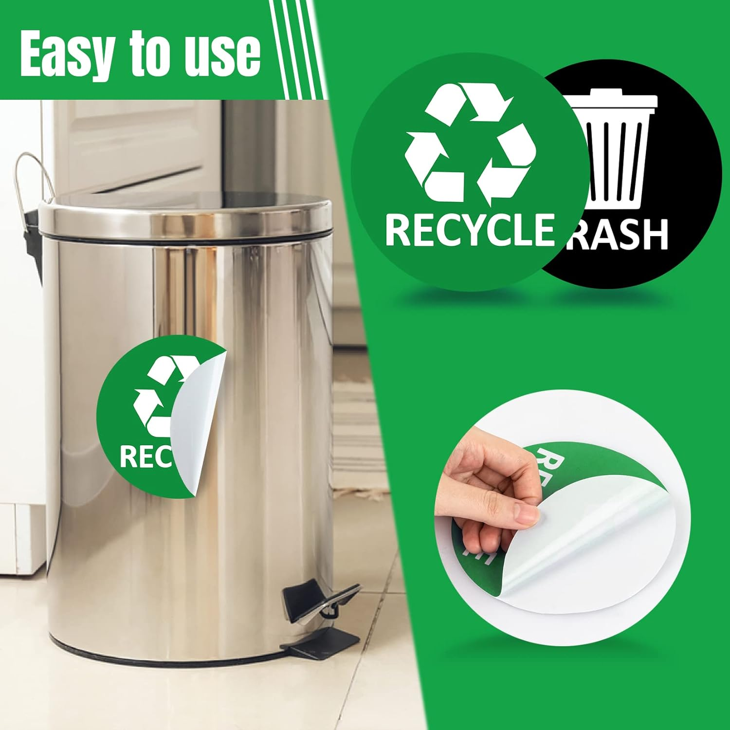 Sukh 8 Pack Recycle Sticker for Trash Can - Large Sign Garbage Recycling Sticker Reuse Recycle Vinyl Perfect for Kitchen Necessity Home Essentials,Home, Office,Work,Commercial Event,Apartment,Hotel, Gym, Room,Bars,Recycling Stickers for Trash Can image number 6