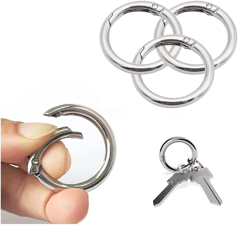 Spring O Rings, 40Pcs Spring O Ring Zinc Alloy Spring Clip, Wanfoou Spring O Rings round Carabiner Snap Clip, Spring Snap Clip for Keychain Necklace Jewelry DIY Key Chains, Bag image number 5