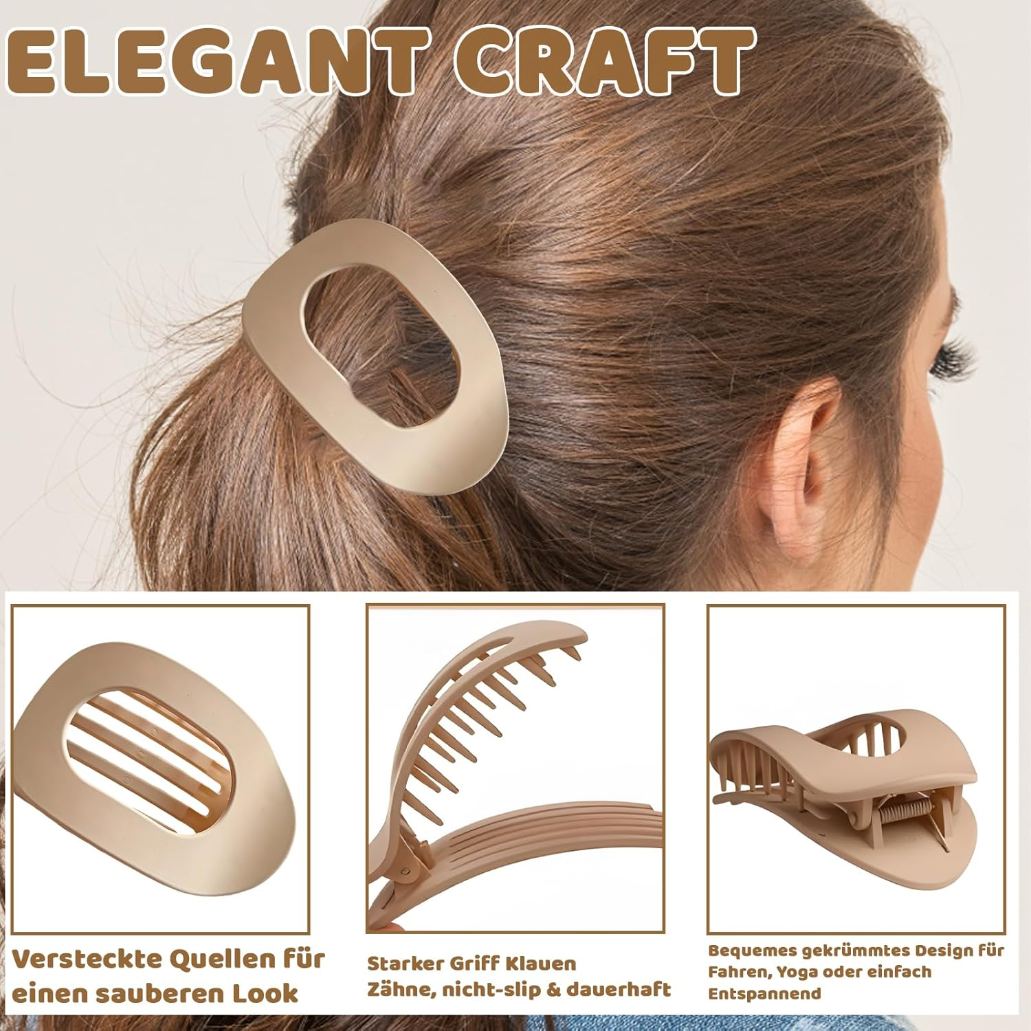 Pack of 6 Flat Hair Clips, Women'S Hair Clips, Flat with Non-Slip Hold, Duck Beak Hair Clips for Thick and Thin Hair, 9.5 Cm Elliptical Hair Clips in 6 Colours image number 2