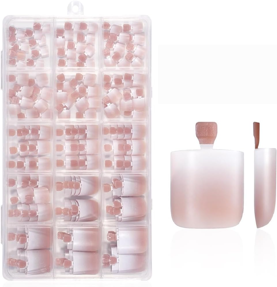 French Tip Press on Toenails, 150Pcs Soft Gel False Toenails Full Cover Acrylic, Square Pre Designed DIY Toe Nail Extensions for Women (518-390-2 * 150Pcs)