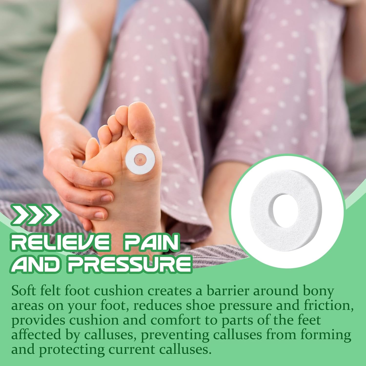 Nuanchu 36 Pcs Callus Cushions Callus Pads for Bottom of Foot round Corn Cushions Pads for Feet Soft Adhesive Felt Corn Pads for Ball and Side of Foot, Pain Relief from Shoe image number 2