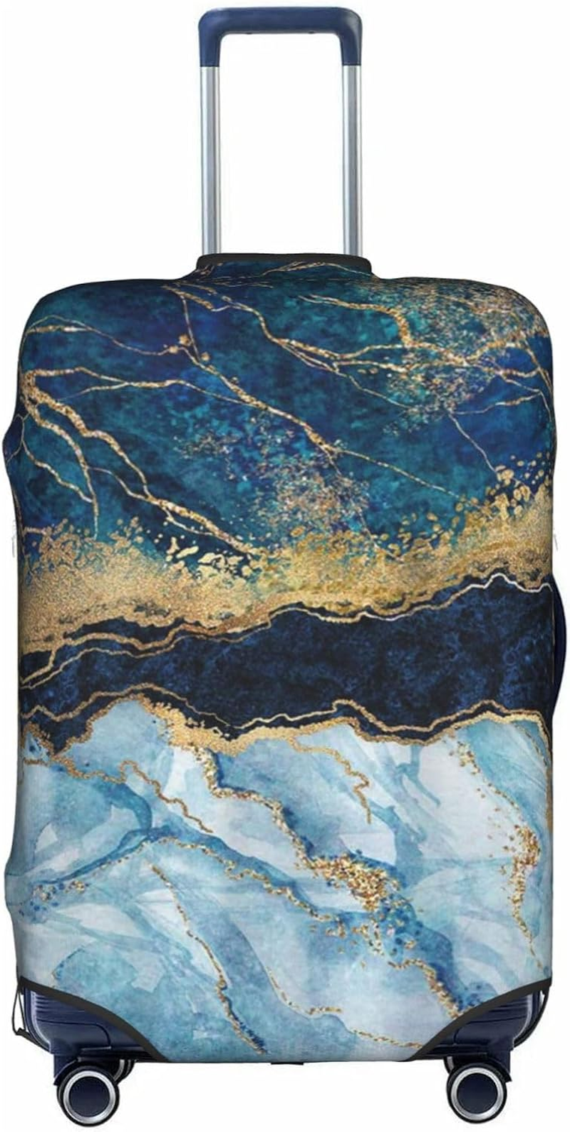 Obabo Grape Travel Luggage Cover,Washable Suitcase Cover Protector Anti-Scratch Suitcase Cover Fits 18-32 In, Marble Navy Blue Mixed, M image number 4