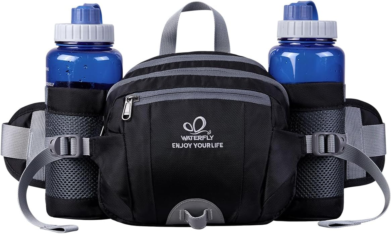 WATERFLY Fanny Pack Waist Bag: Fannie Pack 2 Water Bottle Holders Lumbar Belt Hiking Walking Running Jogging Camping Large Woman Man (Bottle Not Included) image number 3