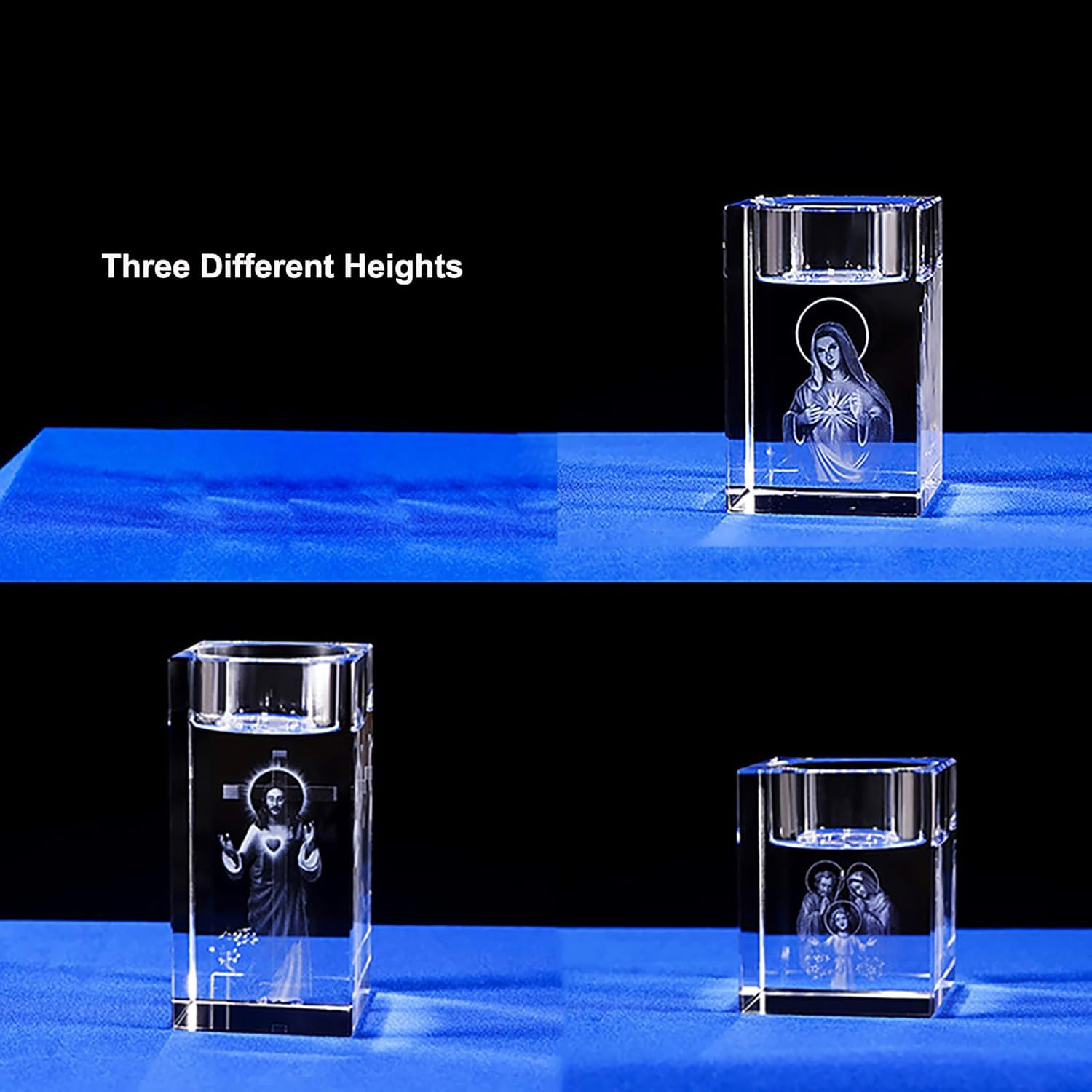 Crystal Candle Holders Set of 3, Tea Light Candle Holders, Glass Votive Candlestick Holders for Home Decoration for Wedding, 6X5Cm-8X5Cm-10X5Cm (Excluding Candles) (3 Pack Crystal) image number 3