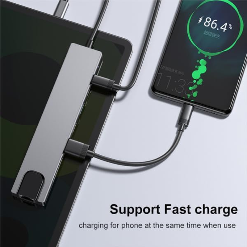 USB C Hub Docking Station, 8 in 1 Type C Hub USB C Dongle with HDMI 4K@60Hz, RJ45 Ethernet,100W Power Delivery, SD/TF Card Reader, 2 USB Ports, USB C to HDMI Hub for Macbook Pro Air and More image number 4