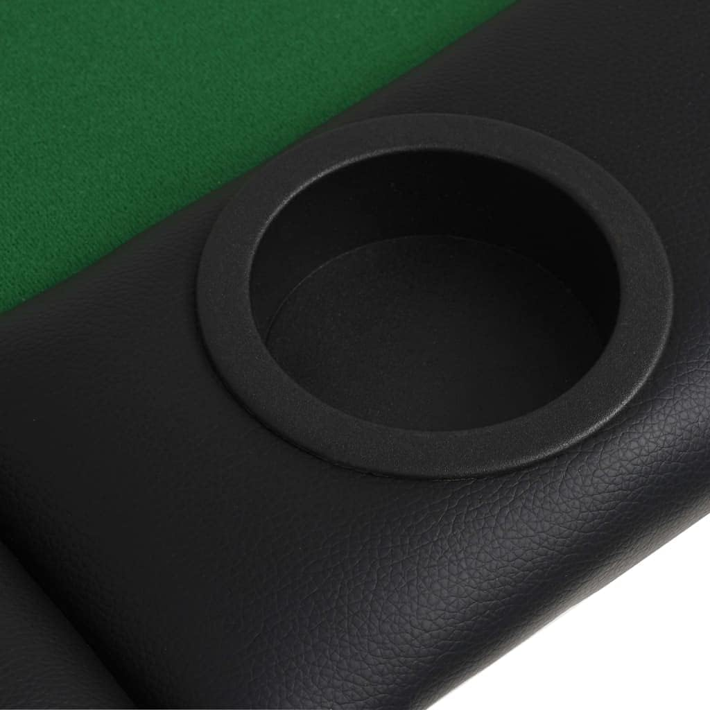 Vidaxl Folding Poker Table - Green Oval Game Table - Suitable for 9 Players - Polyester Upholstery & Artificial Leather Armrests - MDF and Steel