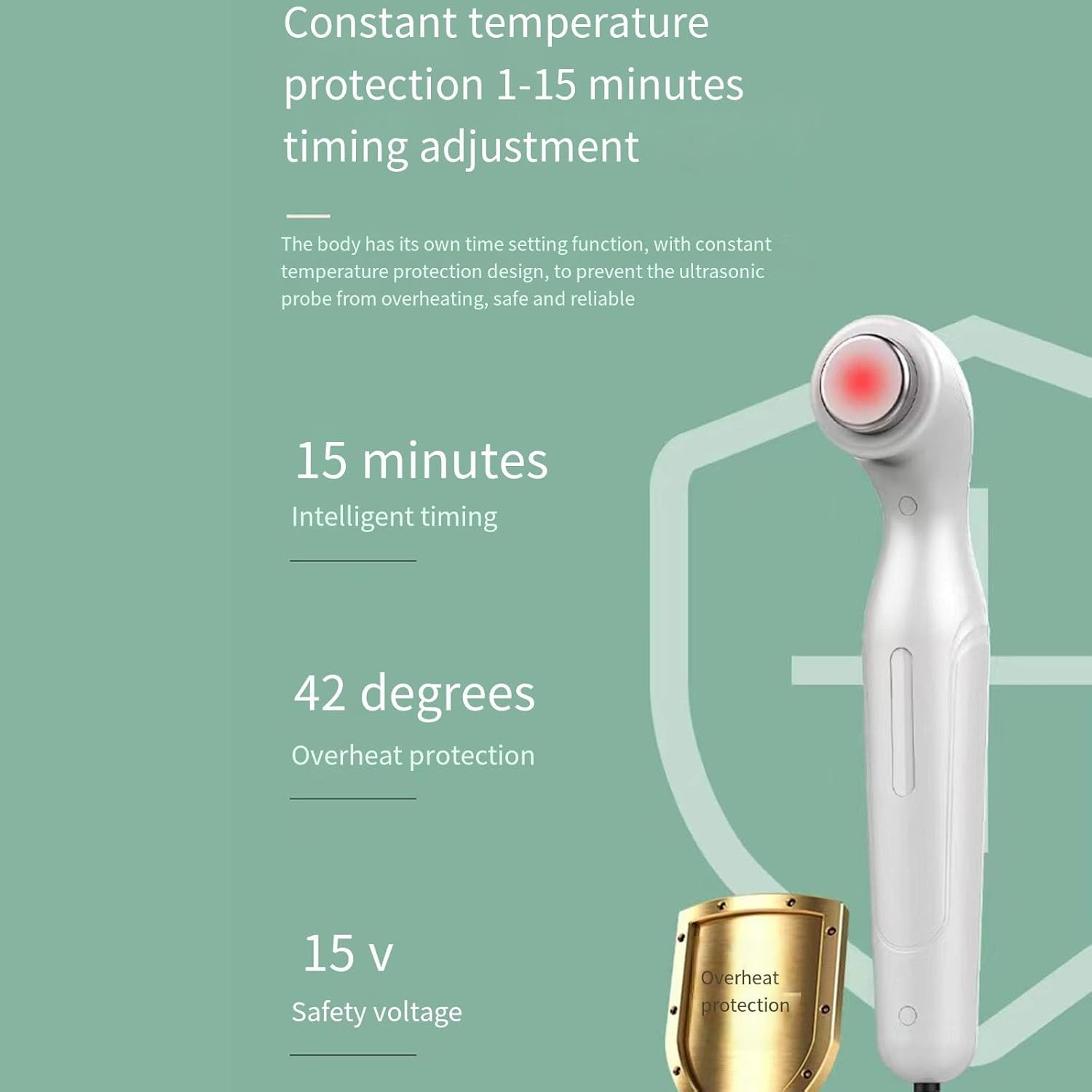 Mini Ultrasonic Physiotherapy Instrument(1 Mhz & 3 Mhz), 3 Gear Adjustable/ 1-15 Mintues Timer Control,Constant Temperature Protection, Effective Radiation Area: 4Cm&sup2;,White image number 5