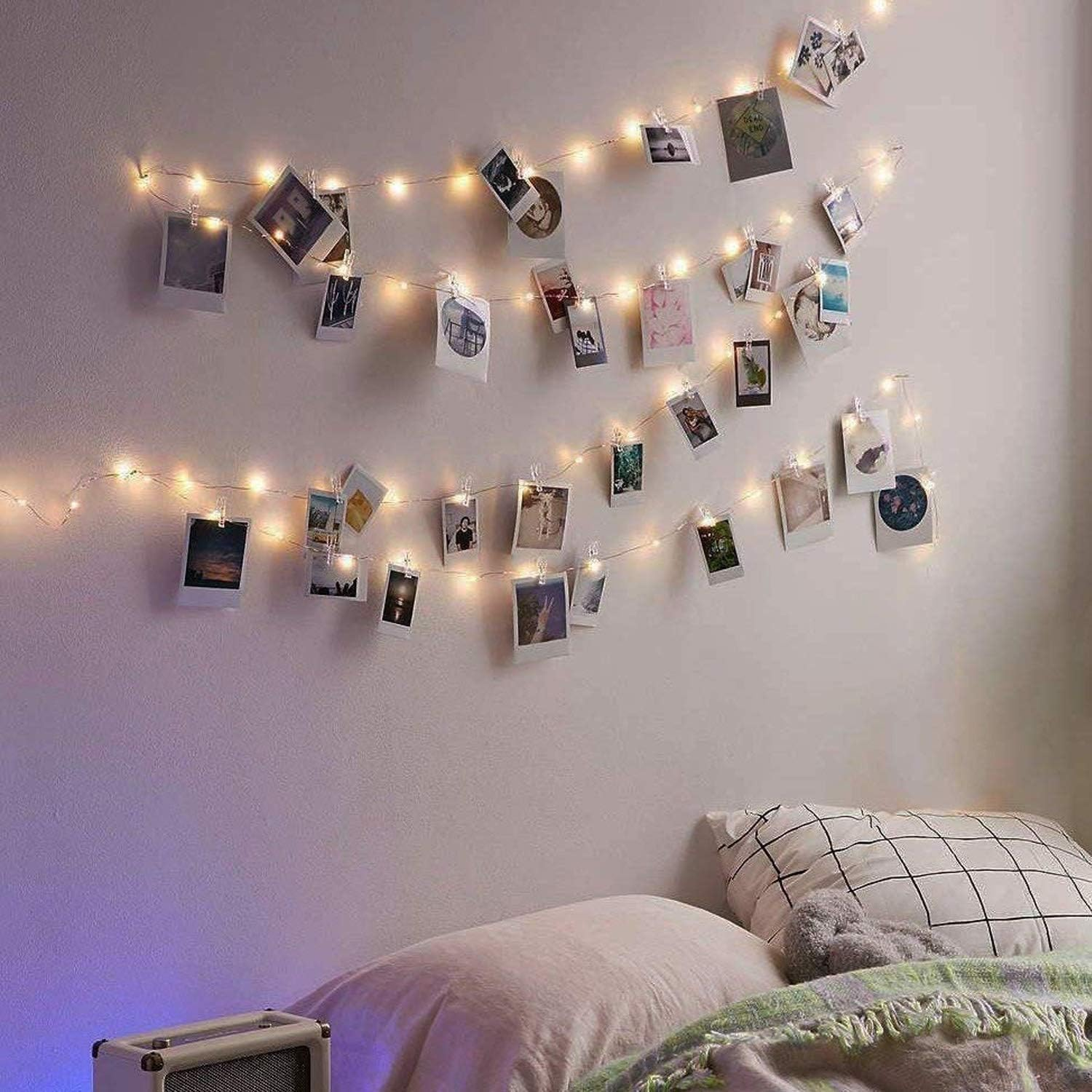 Photo Clip String Lights 33Ft - LECLSTAR 100 LED Fairy String Lights with 50 Clear Clips for Hanging Pictures, String Lights with Clips USB Powered Switch - Perfect Bedroom Decor Weddingg Decorations image number 4