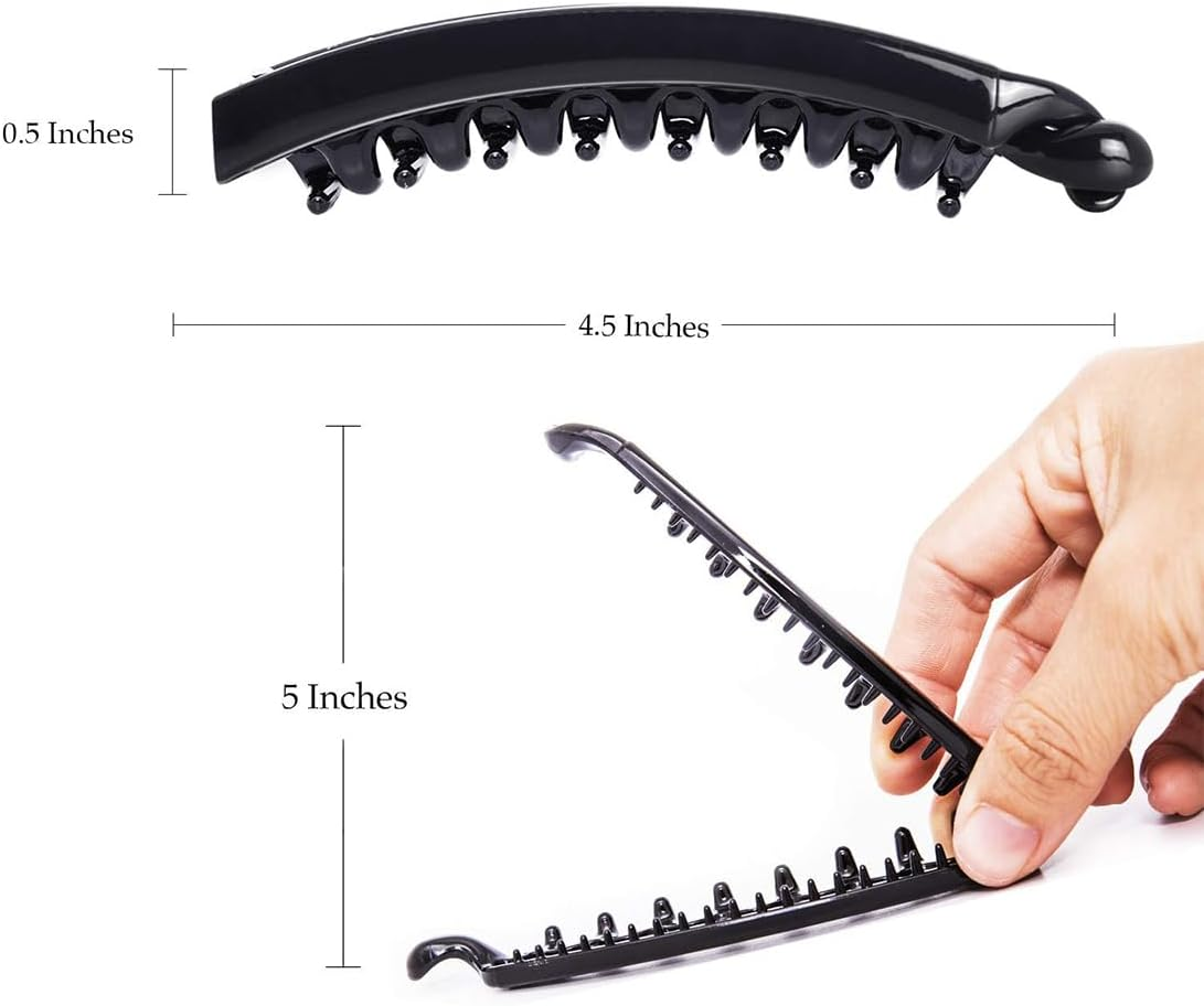 PLABBDPL Pack of 2 Ponytail Hair Clips, Large Banana Clips, Colourful Banana Hair Clip for Thick Hair, Non-Slip Ponytail Holder Clip for Women and Girls image number 3