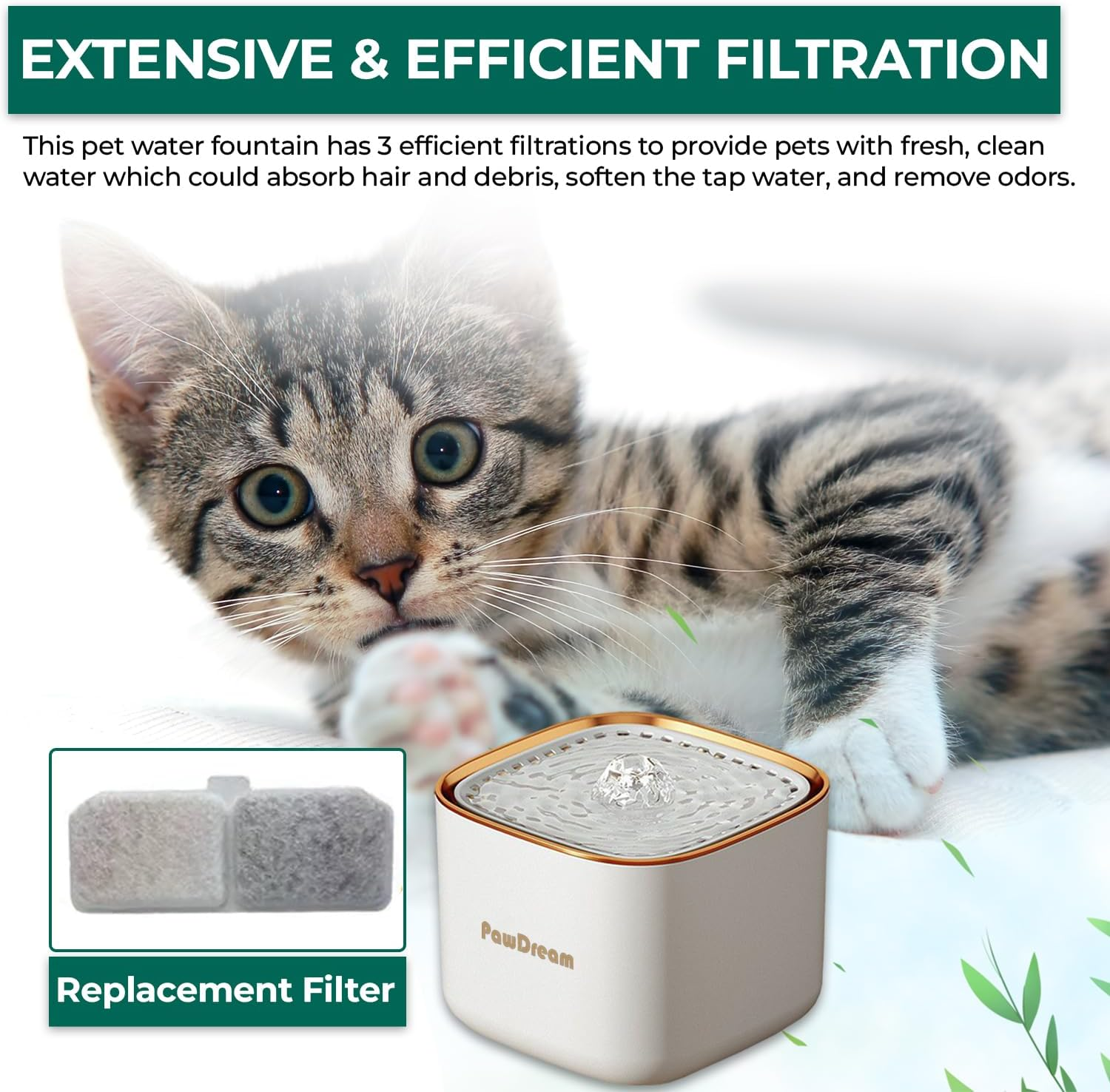 Smart Cat Water Fountain for Dogs & Cats | 3Liters Large Capacity Portable & Lightweight Pet Fountain with Ultra-Quiet Filtration,Dry-Run Protection & AU Plug Included | Ideal for Multi-Pet Households - Grey image number 2