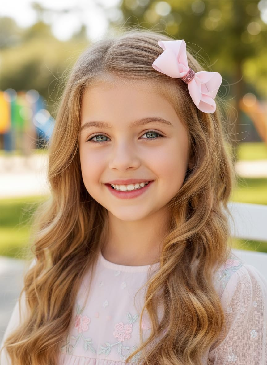 18 Pcs Cute Girls Hair Accessories Elastic Hair Bands Toddler Hair Clips Various Styles Girls Hair Accessories with Gift Box Suitable for Girls Baby Teenage (Pink) image number 4