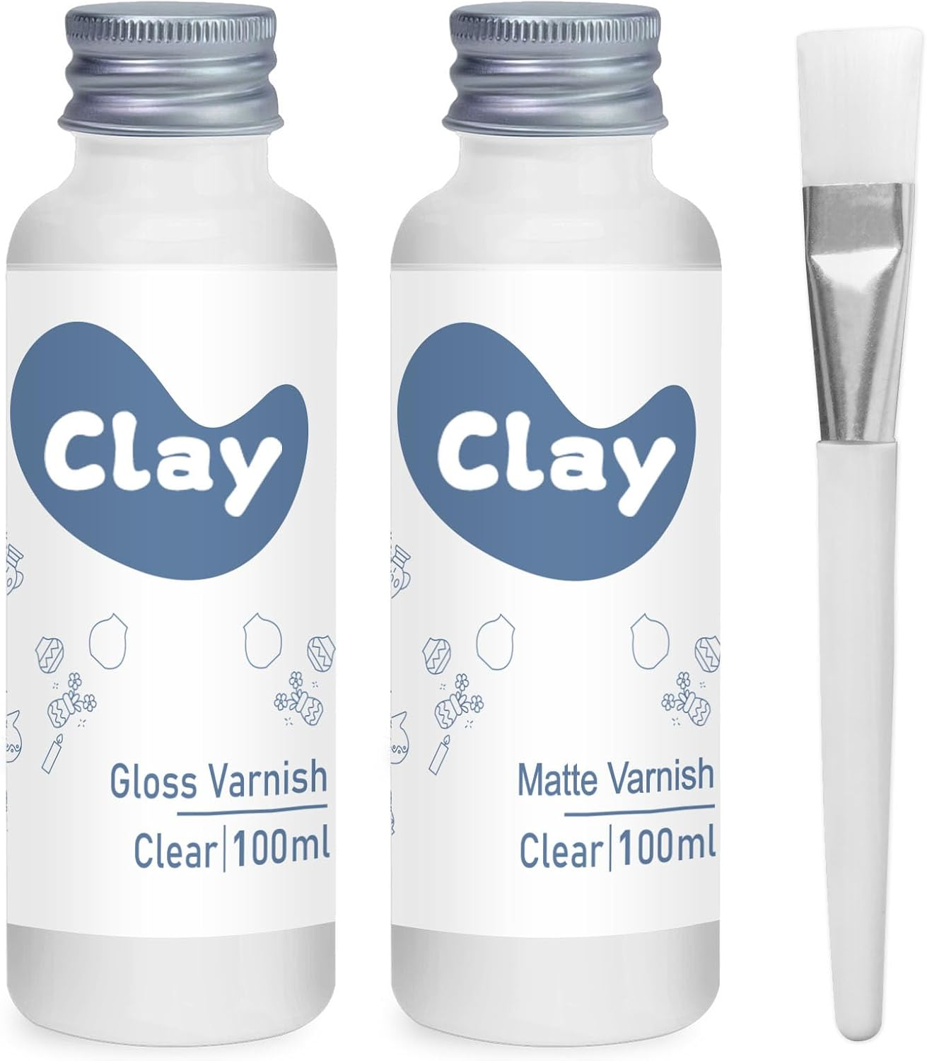 Air Dry Clay Glaze Kit, 2 X 100Ml Gloss Matte Clay Varnish Sealant, Water Proof, High Luster Finish, Scratch Resistant, for Craft Pottery image number 2