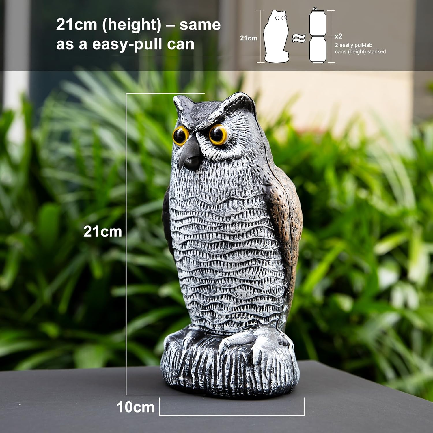 OFFO Bird Scare Devices Plastic Owl Scarecrow for Outdoor Garden, Yard, Pool Decoration, 8.3 Inch Height, Brown and White image number 1