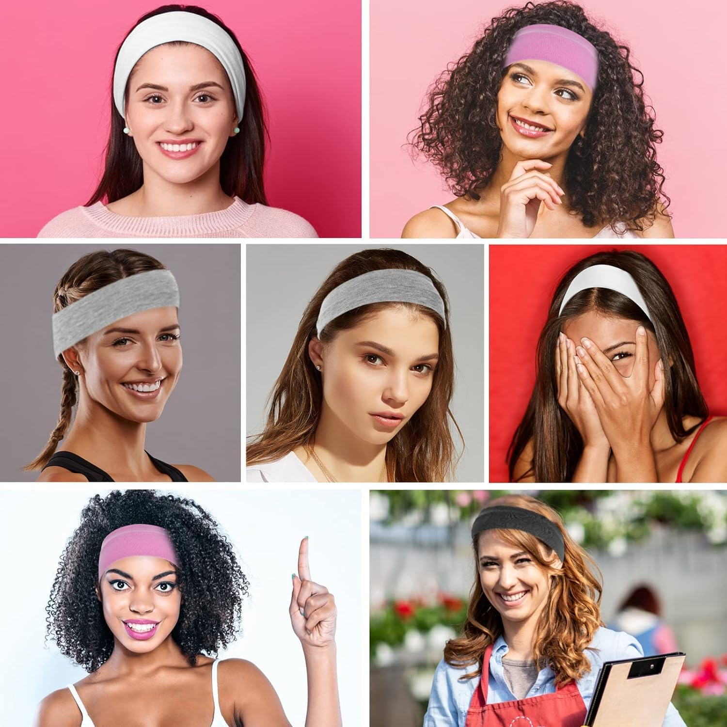 LATRAT Pack of 3 Yoga Headbands, Stretchy Cotton Head Band, Non-Slip Soft Thin Headband, Fashionable Hair Wrap, Elastic Headband for Sports, Running, Exercise, Gym image number 5