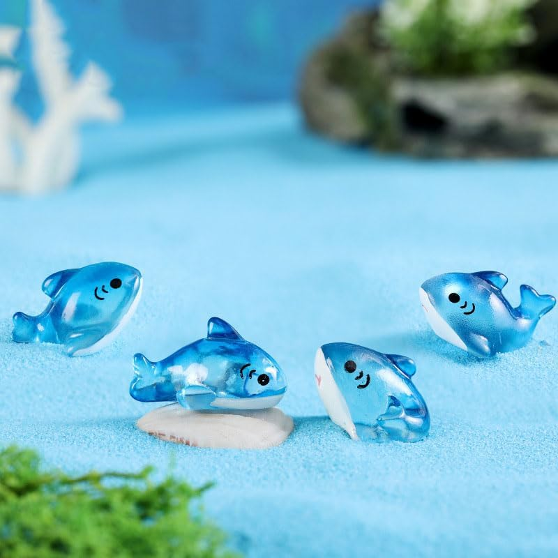20Pcs Luminous Cute Shark Ornaments Aquarium Micro Landscape Naughty Shark Fish Tank Glow in Dark Resin Crafts Micro Landscape Accessories Mixed Color image number 5