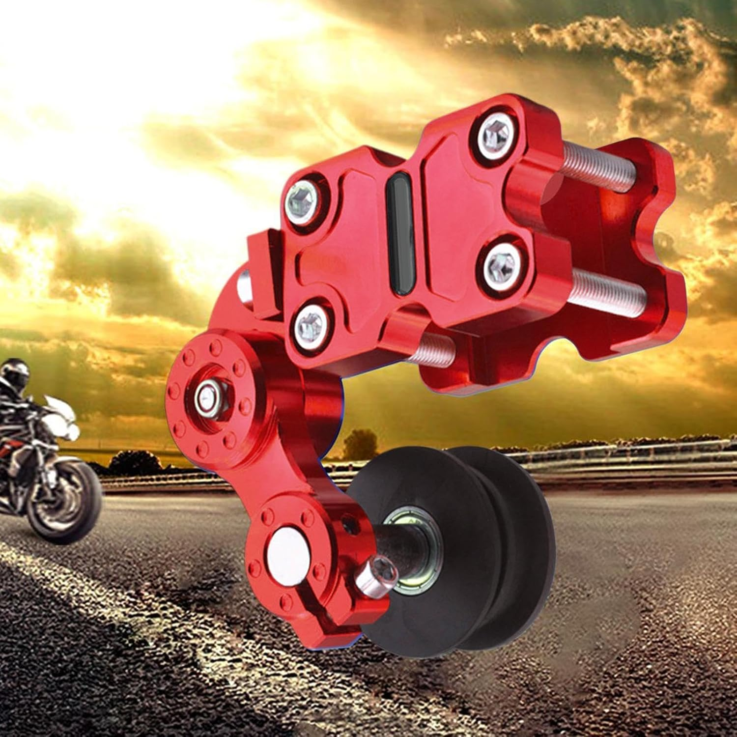 Motorcycle Chain Tensioner Tool | Automatic Motorbike Chain Adjuster Tensioner | Modified Chain Adjuster Tool for Riding, Motorcycling Gear for Men - Black image number 3