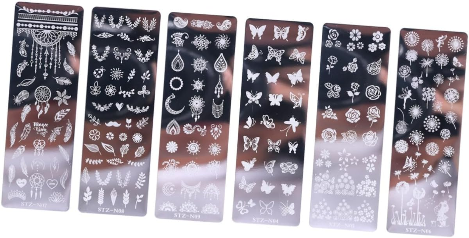 Baluue Nail Stamping Plates 6 Pieces Floral Butterfly Templates Manicure Stamping Plates Print image number 3