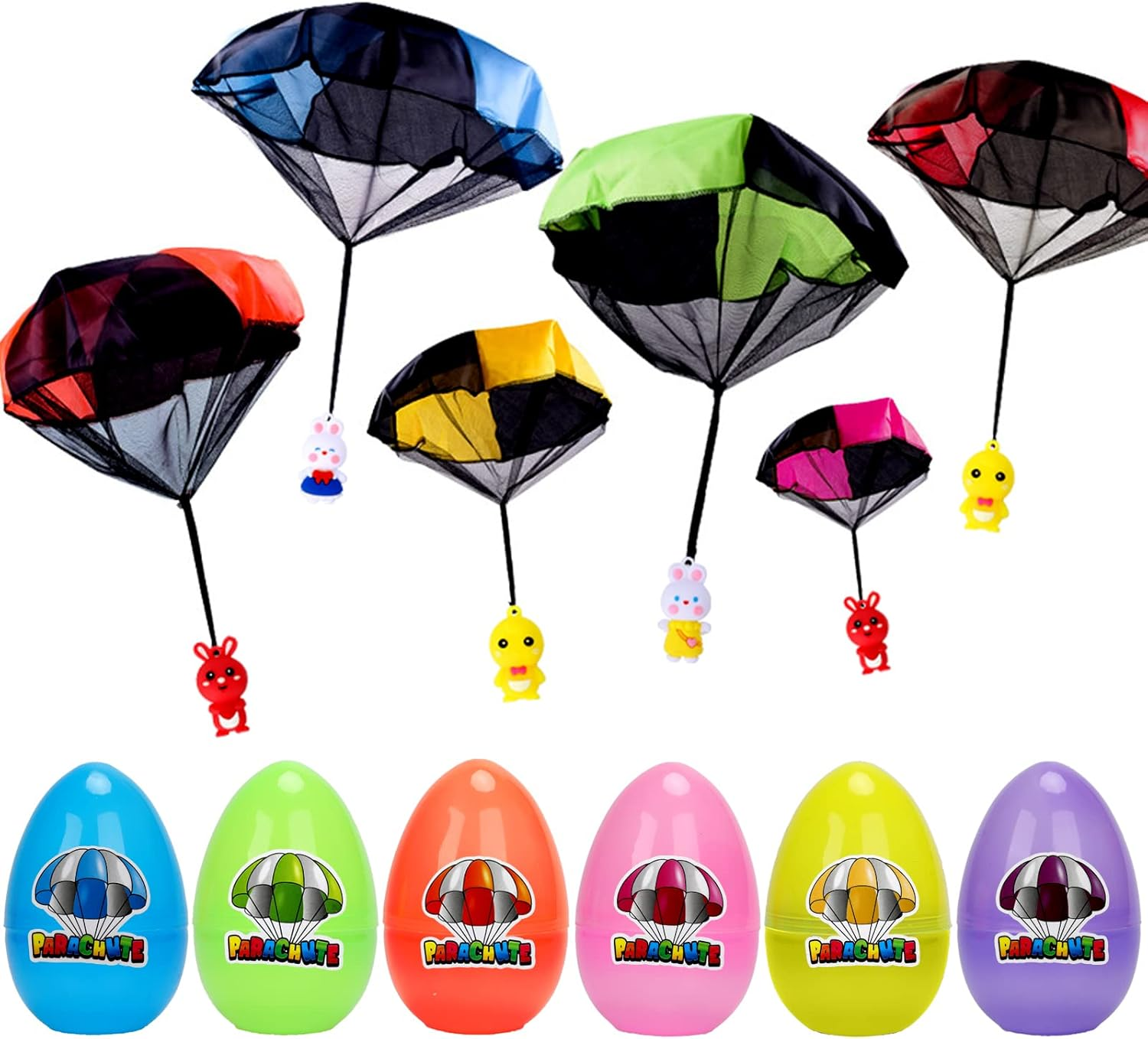 BEIGUO 6 Pack Easter Egg with Parachute Toy for Kids Girls Boys Easter Basket Stuffers Gifts image number 6