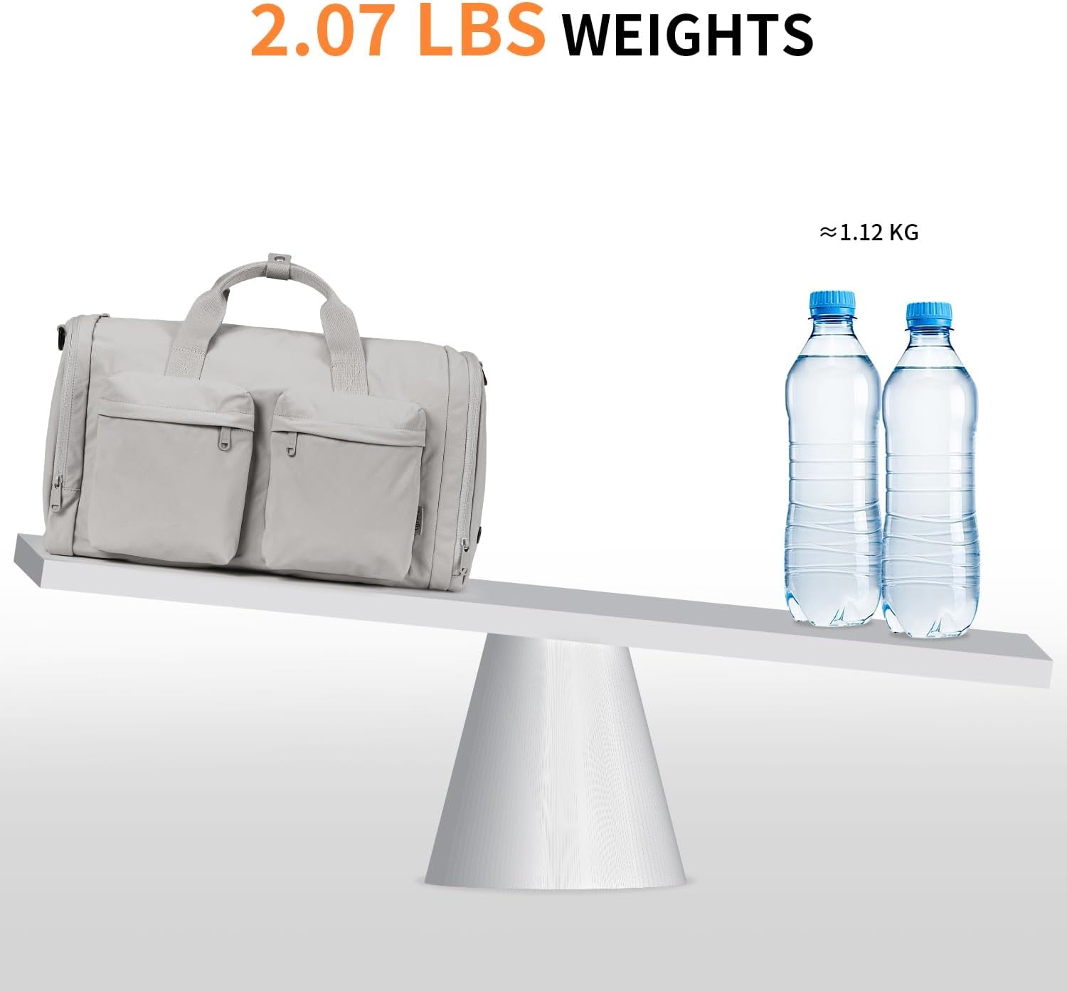 AJI Gym Bag for Women Men with Shoes Compartment, 3 in 1 Carry on Travel Duffel Bags with Trolley Sleeve, Water Resistant Gym Duffel Bag for Travel, Sports, Fitness & Workout (Elegant Gray) image number 2