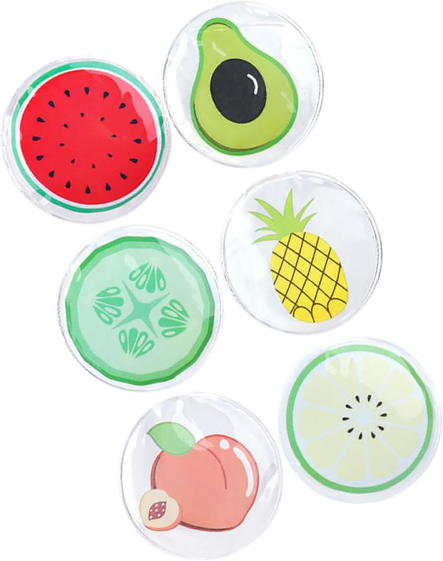 CIYODO 6Pcs Fruit-Shaped Cooling Eye Pads PVC Gel Reusable Eye Patches Soothing Cold and Warm Therapy and Swelling image number 3