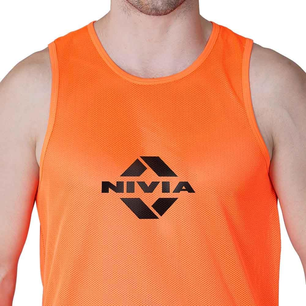 Nivia Micro Polyester Training Bibs (Floro Orange, XL) | Open Cut Design | Ideal for Training in Football, Soccer, and Rugby. image number 1