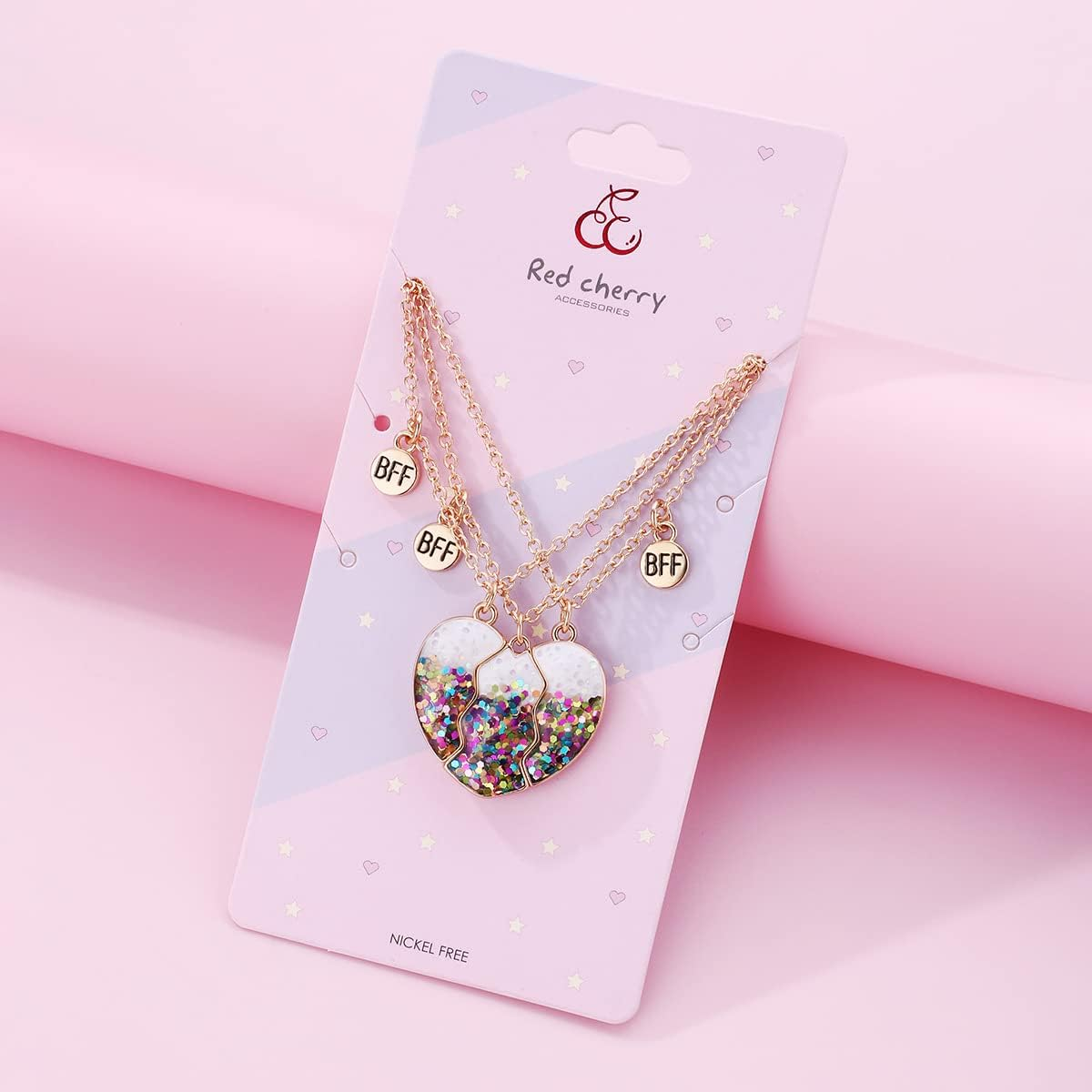 Best Friend Necklaces for 3 Matching Heart Pendant Magnetic Bff Friendship Necklace