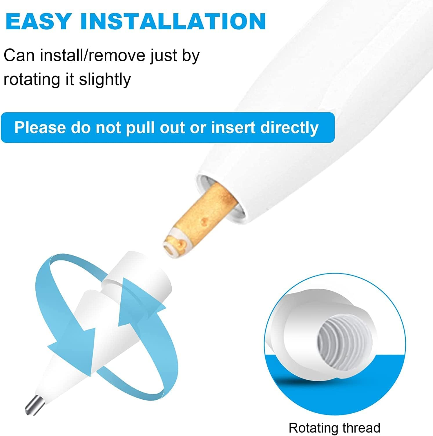 2PCS Upgraded Pencil Tips, KAPASKI Precision Control Tips for Apple Pencil 1St/2Nd Gen, Fine Point Replacement Nibs, White image number 1