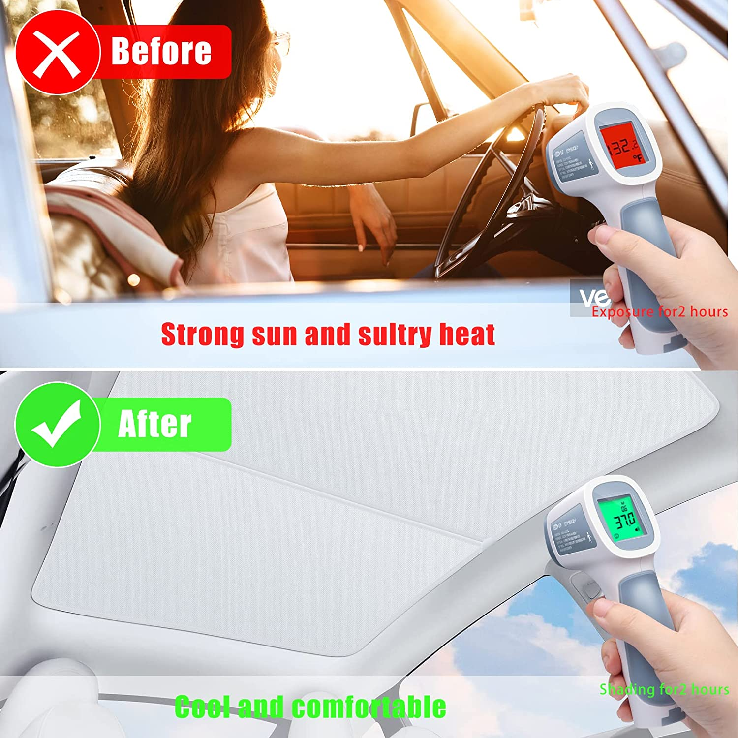 Model Y Sunshade Roof UV Rays Block Accessory, No Gaps, No Sagging Foldable Heat Insulation Glass Roof Sun Shade Sunroof Cover for Model Y 2025-2021 (Not for New Model Y Juniper) image number 5