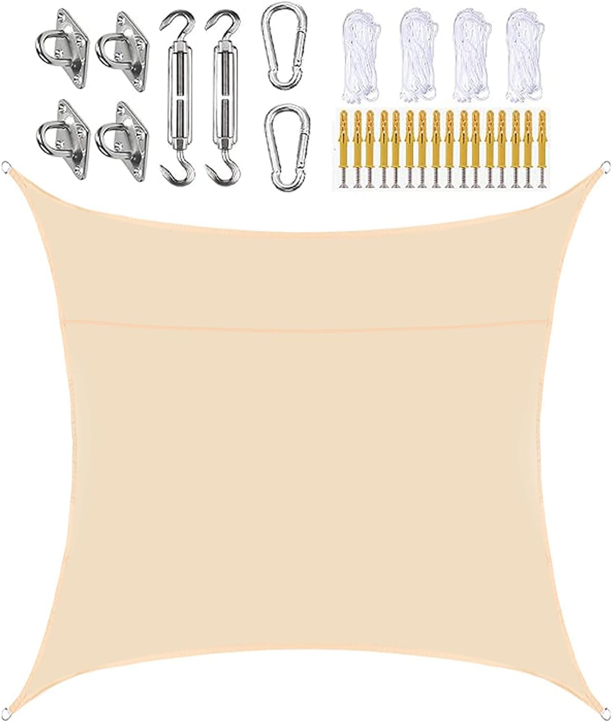 White,3X3 M,Jyhcd Outdoor Square Shade Sails,Premium Waterproof Oxford Fabric,95% UV Block,Includes Free Rope and Fixing Kit,Sun Shade Sail Rectangle for Backyard,Garden,Patio,Parties