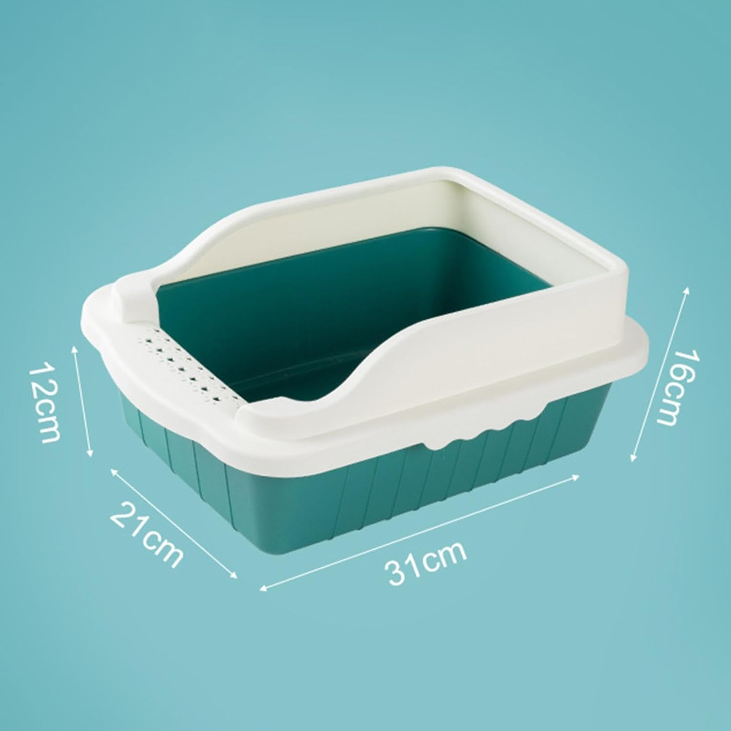 Fenteer Cat Litter Box Potty Toilet Toilette Sand Box Container Pet Litter Tray Pan with Litter Sifting Spoon for Small Animals, Green M 31X21X16Cm image number 4