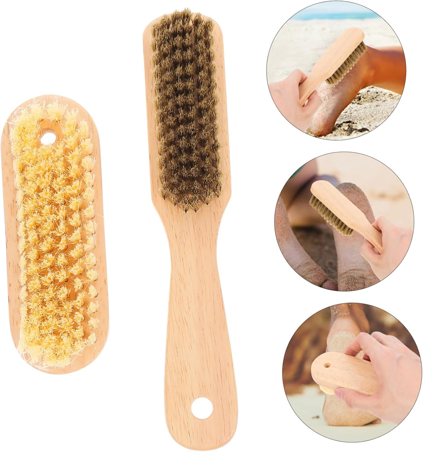 Totority Sand Removal Beach Brush Set - 2Pcs Soft Brushes for Cleaning Surf and Sand, Birch Handle image number 6