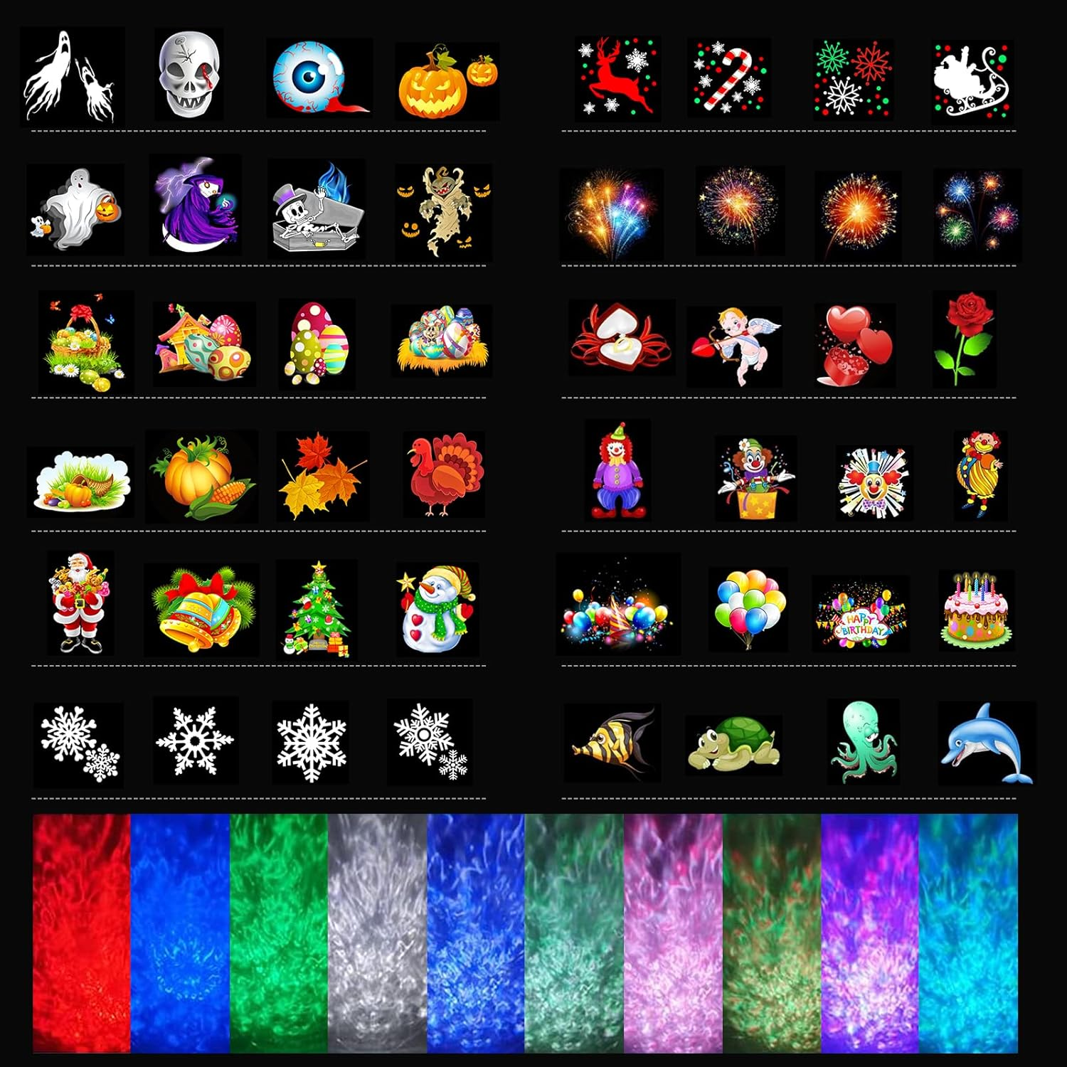 Christmas Projector Lights Outdoor, Ocean Wave Waterproof Holiday Projector Lights, 12 Slides & 10 Colors Halloween Lights Projector with Remote for Thanksgiving Birthday Party Decorations image number 3