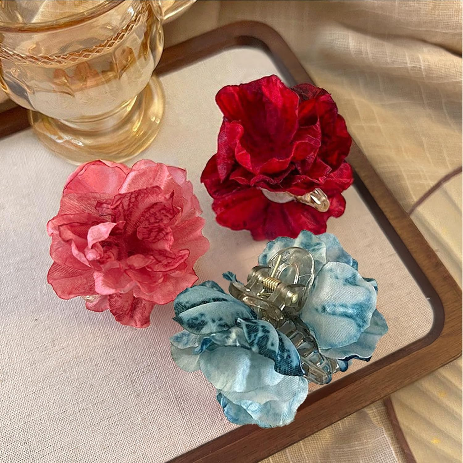 BSITSSS Pack of 9 Flower Hair Clips, Flower Roses, Flower Hair Clip, Hair Accessories, Flower Hair Clip for Girls and Women, Wedding, Beach, Party, Pool, Holiday image number 5