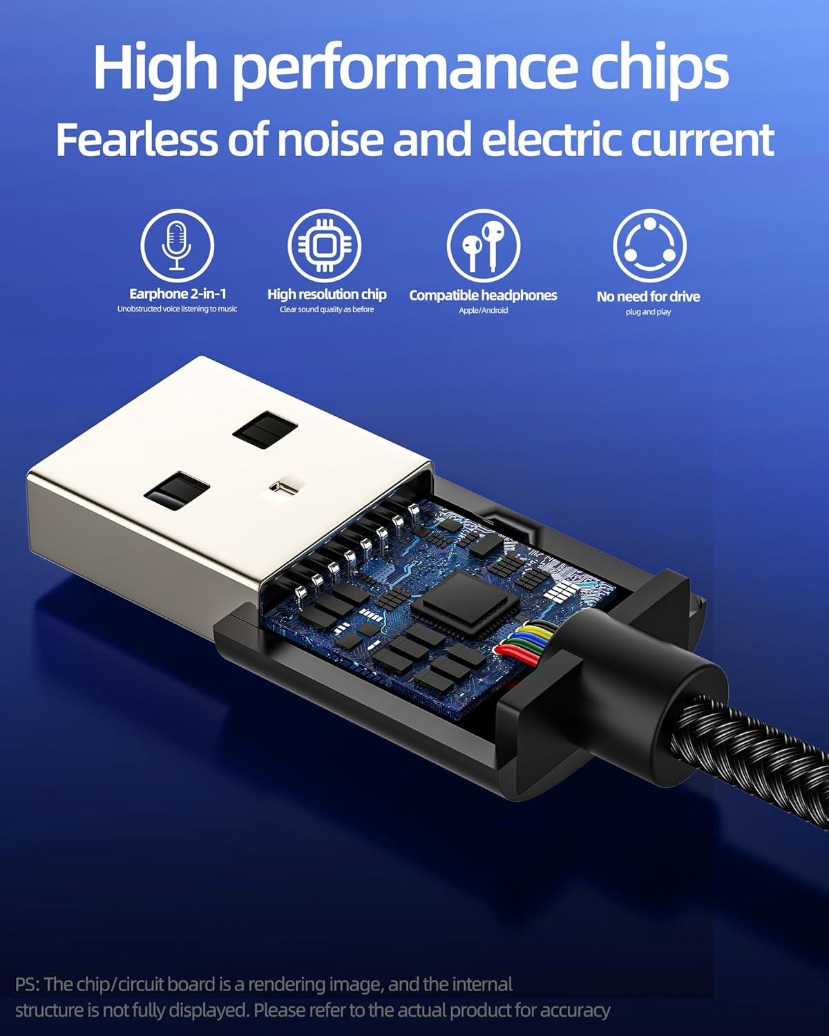 3.5Mm Female to USB Male Audio Adapter AUX Headphone Jack Converter DAC Auxiliary Headset Cable Connector Digital Stereo Microphone Dongle USB-A Interface for PC Computer Laptop Port Devices image number 5