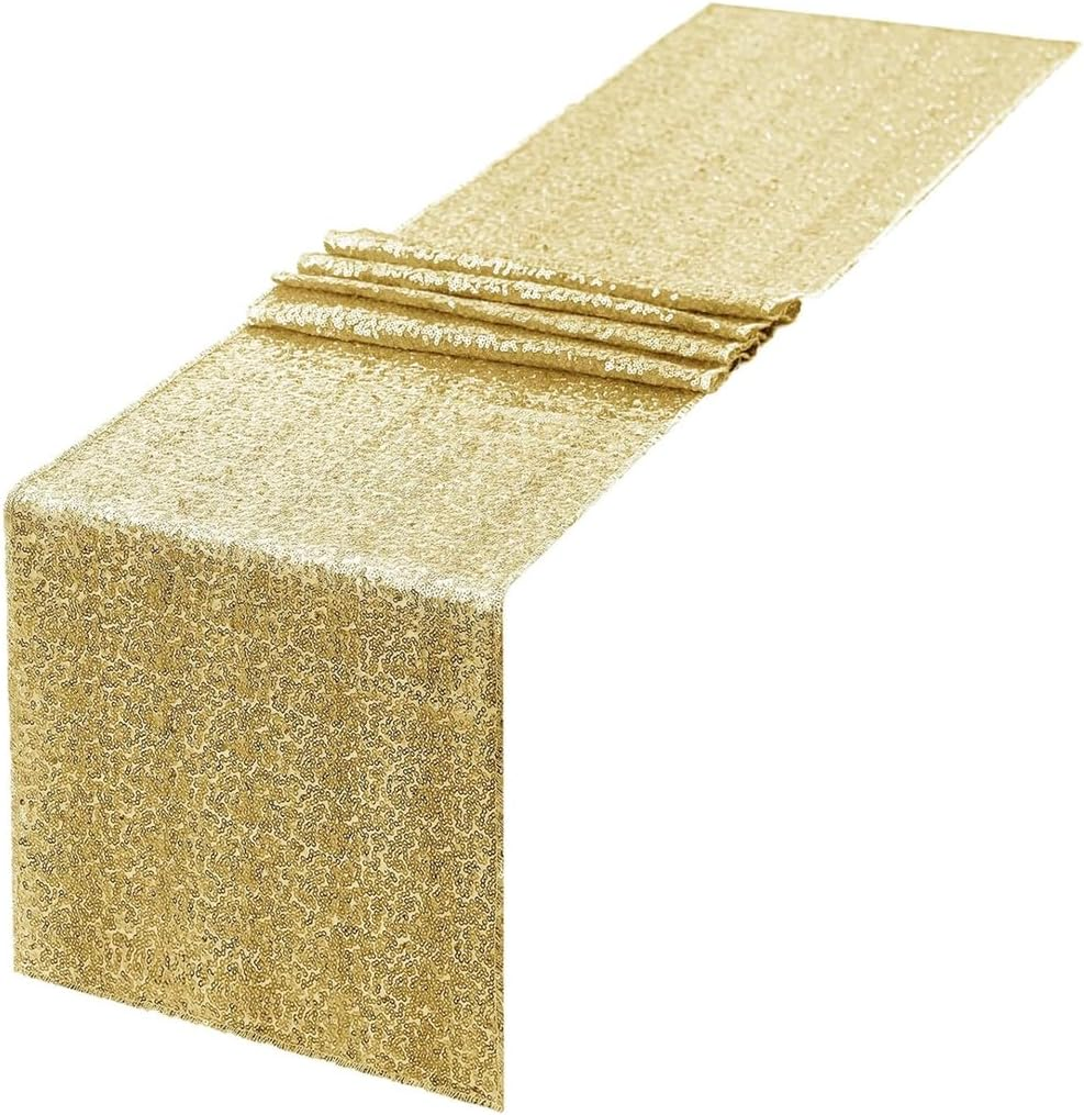 AIMALL Premium Sequin Table Runner for Weddings and Special Events, 12" X 71", Sparkling Color Choices, for Tables of 4-6