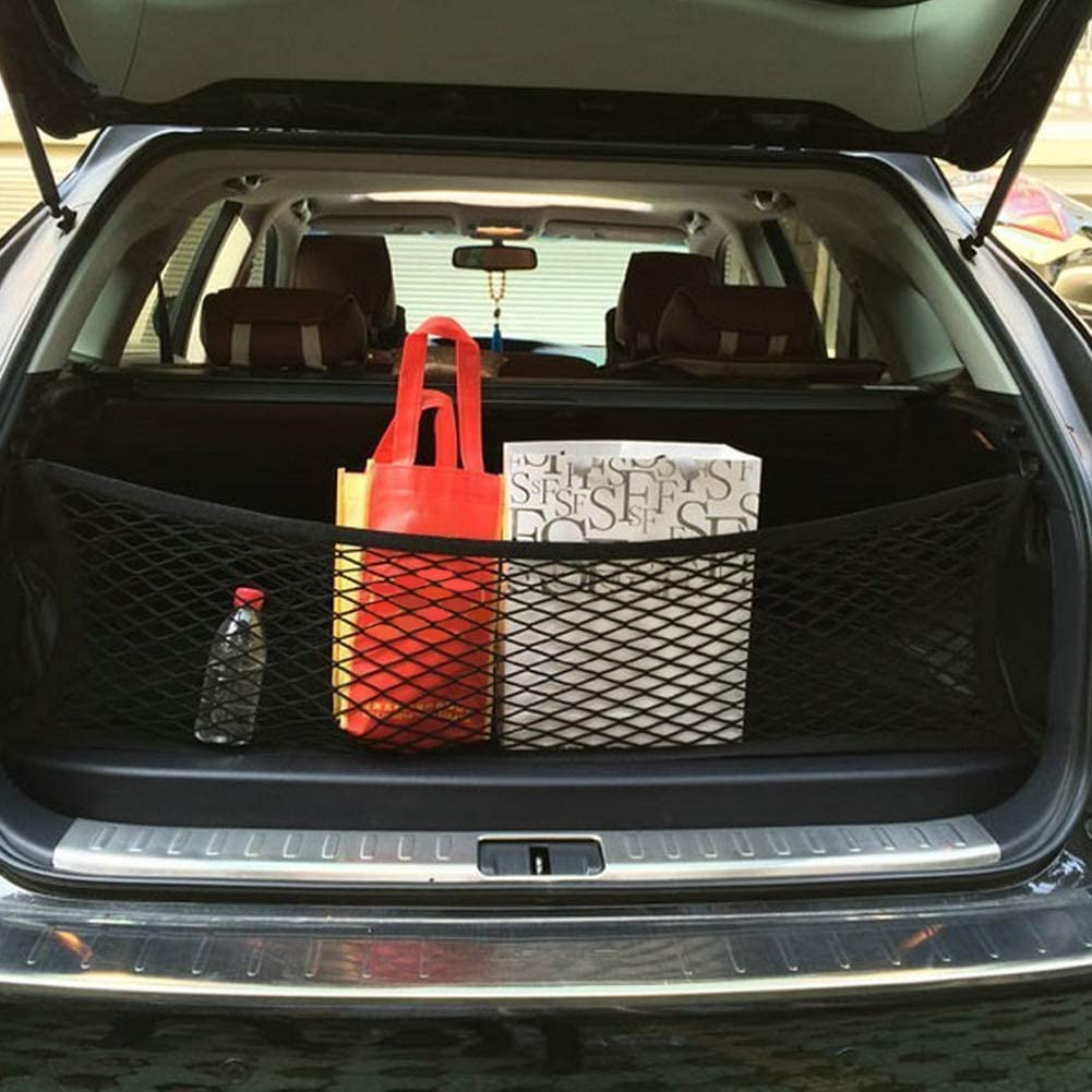 Valuehall Cargo Net 35 X 15 Inch Adjustable Elastic Trunk Net Cargo Trunk Storage Organizer Nylon Mesh Universal Rear Cargo Organizer Cargo Net with Hooks V7075