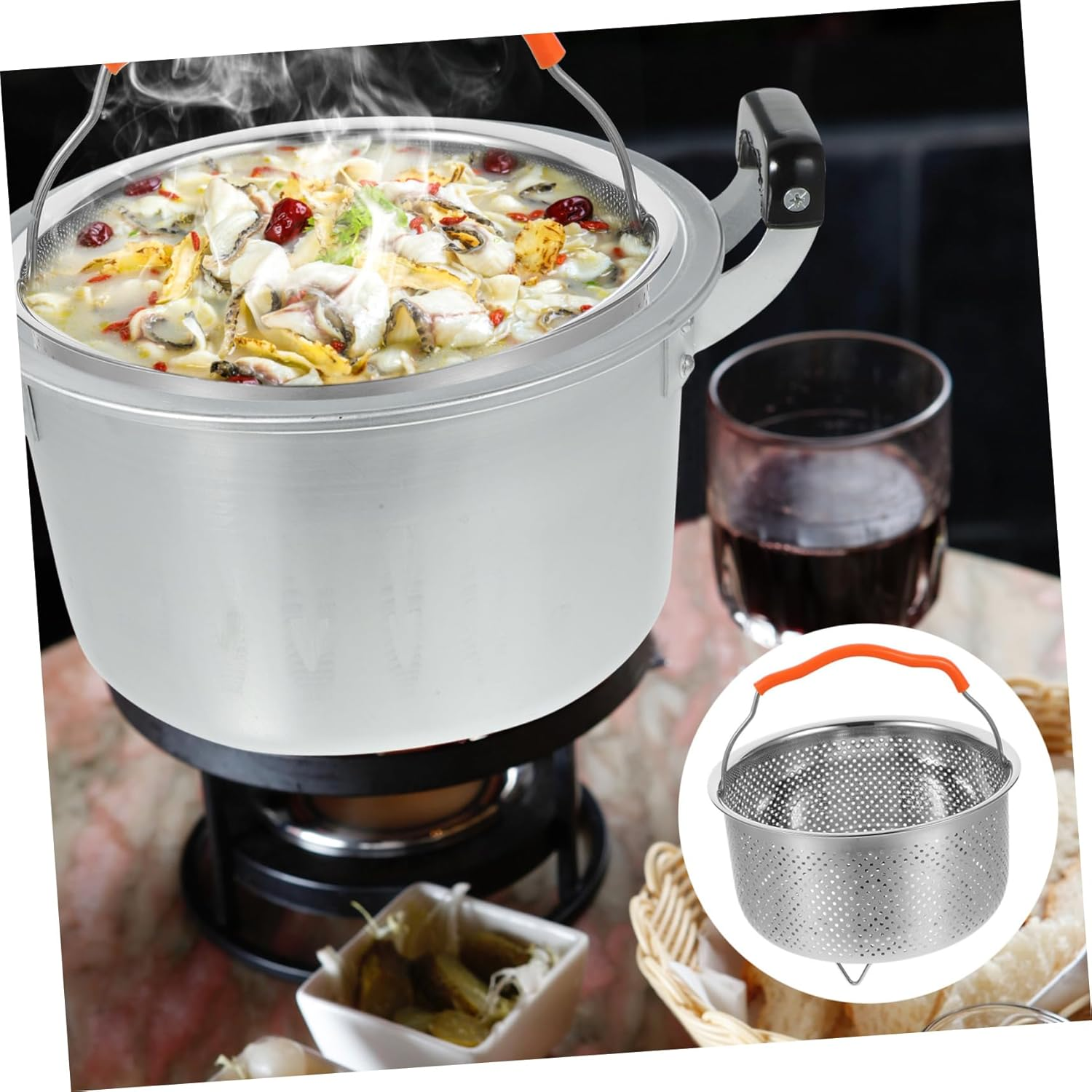 FUNOMOCYA Stainless Steel Steamer Rack Versatile Steaming Basket for Rice Cookers and Pots Food Steaming Holder for Healthy Cooking and Vegetable Preparation image number 4