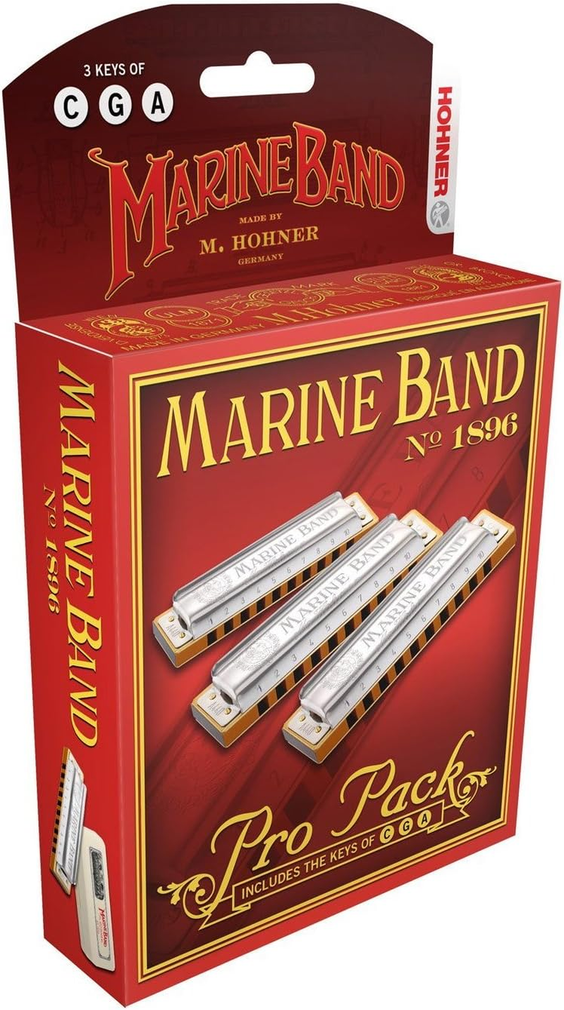 Hohner 3P1896BX Marine Band Harmonica, Pro Pack, Keys of C, G, and a Major