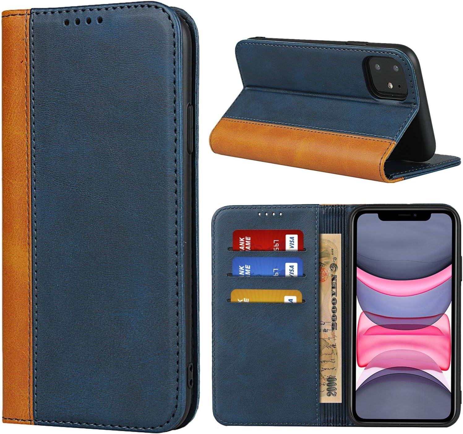 Cavor for Iphone 16E Case,Premium Leather Folio Flip Wallet Case Cover Magnetic Closure Book Design with Kickstand Feature & Card Slots(6.1")-Sky Blue