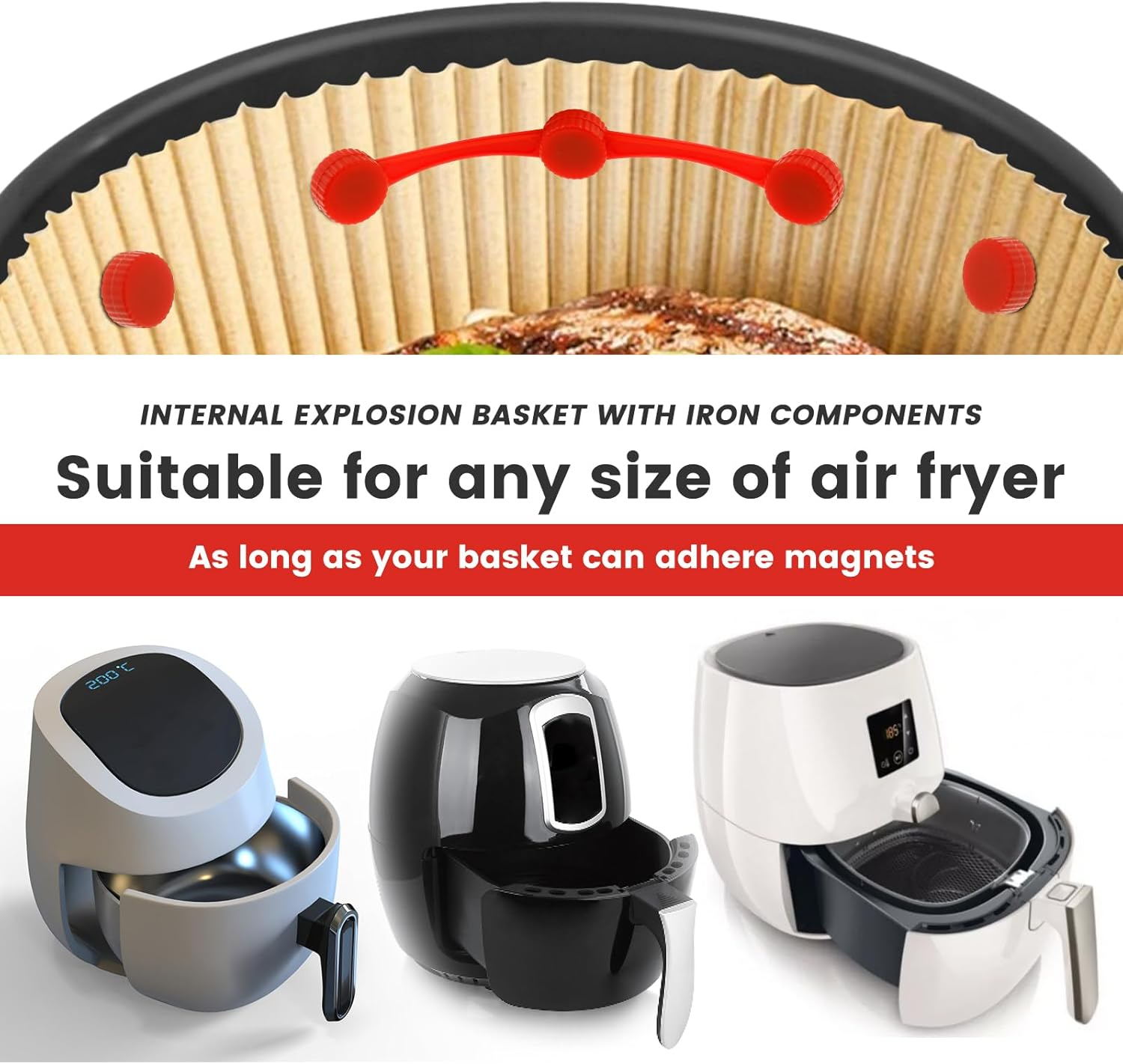 Set of 4 Air Fryer Magnet Silicone Buckle for Holding down Air Fryer Parchment Paper, Heat Resistant Parchment Paper Hold down Buckle, Air Fryers Accessories Parchments Liner Buckles for Kitchen image number 1
