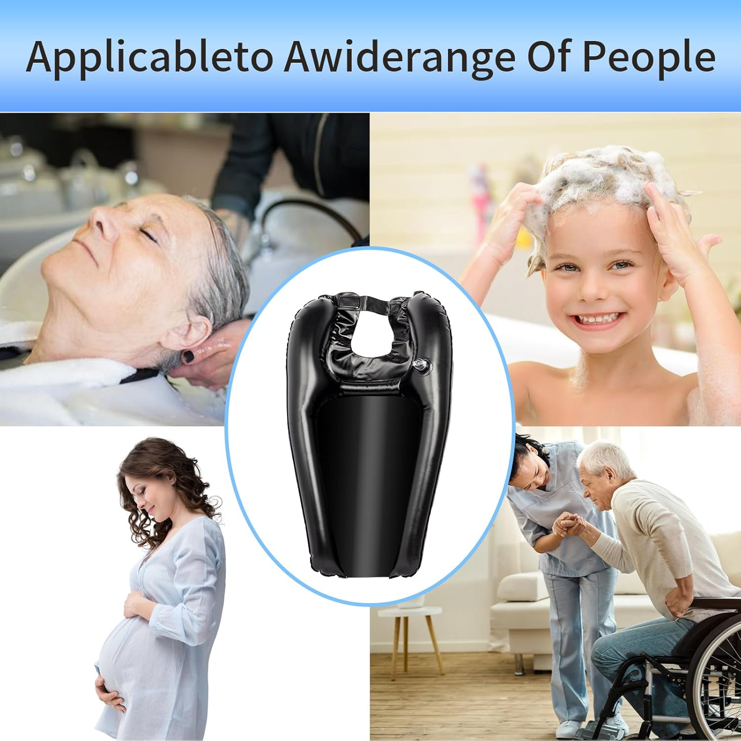 ZEYUEHUI Portable Shampoo Bowl, Inflatable Hair Washing Tray for Sink at Home for Bedridden, Seniors, Handicapped, Pregnant, Lightweight Hair Washing Sink image number 4