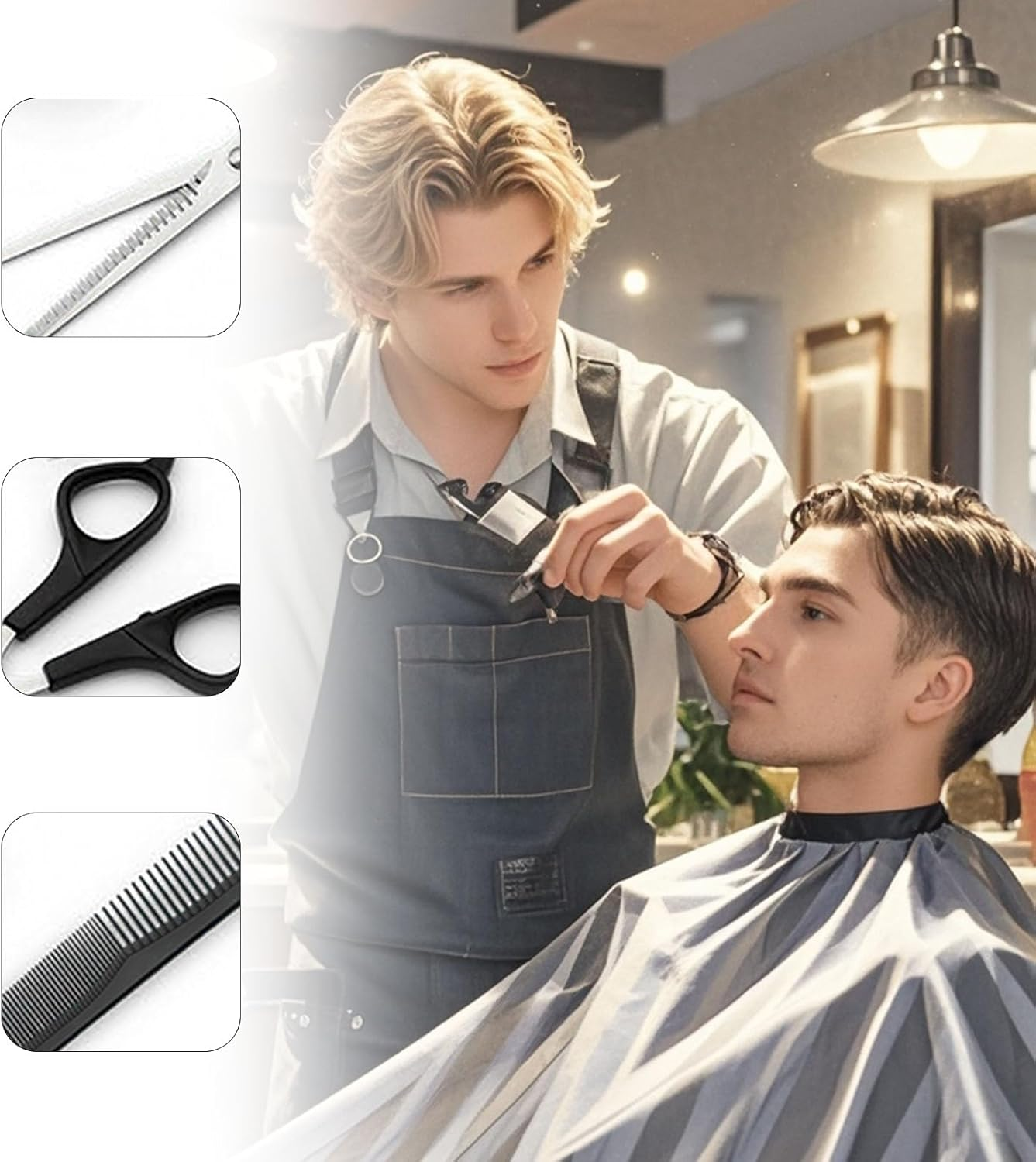 Hairdressing Scissors Set Professional Hairdressing Scissors Comb Flat Scissors Sharp Household Men Women