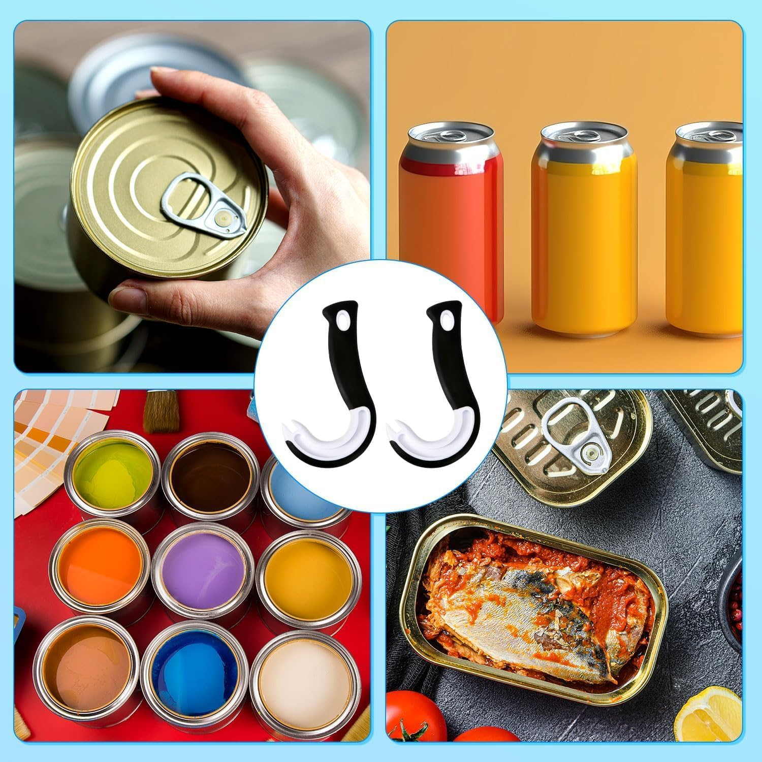 2 Pcs Easy Open Ring Pull Can Opener Easy Grip Opener Ring-Pull Helper for Ring Pull Tab Cans Tins Bottles